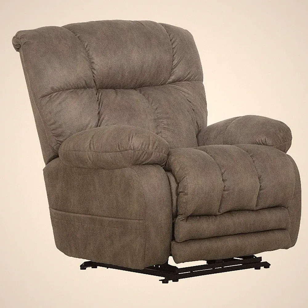 Catnapper Dixon Oversized Power Lay Flat Recliner in Gray Fabric