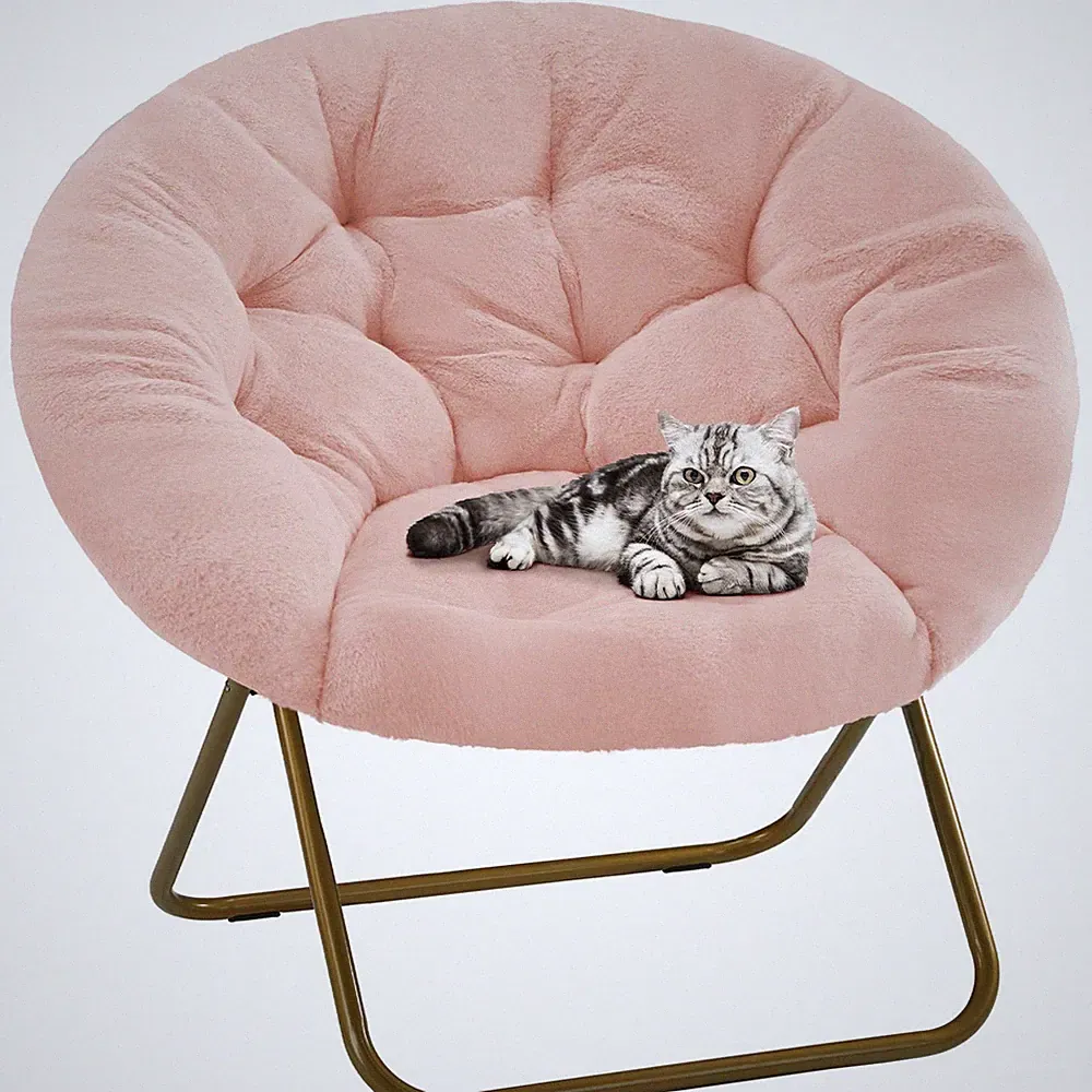 Comfy Saucer Chair,Faux Fur Lounge Seasting XL Circle Chair for Bedroom, Dorm...