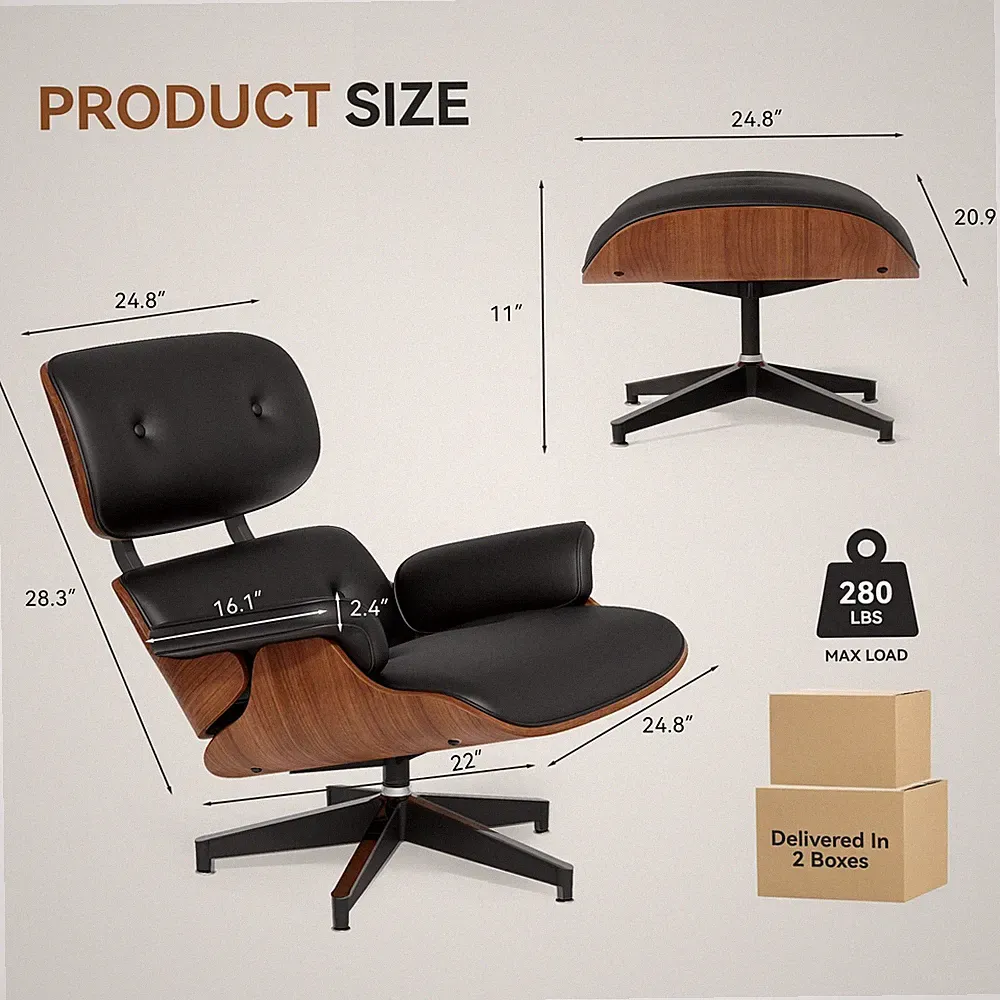 High Quality Upscale Recliner Ottoman,Mid Century Accent Lounge Chair